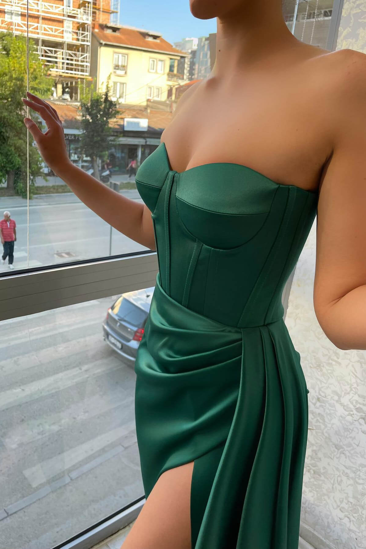 Emerald Green Sweetheart Long Mermaid Prom Dress with Slit for Special Occasions