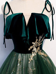 Beautiful Green Tulle Lace Long Prom Dress For Women Formal