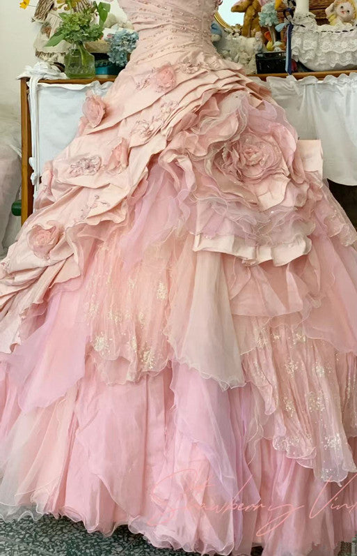 Pink A Line Princess Quinceanera Dress Ball Gown For Women