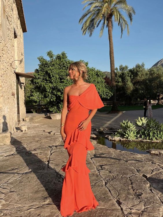Stunning Charming Prom Dress Orange Evening Gown For Women Party