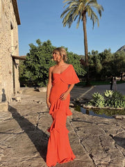 Stunning Charming Prom Dress Orange Evening Gown For Women Party