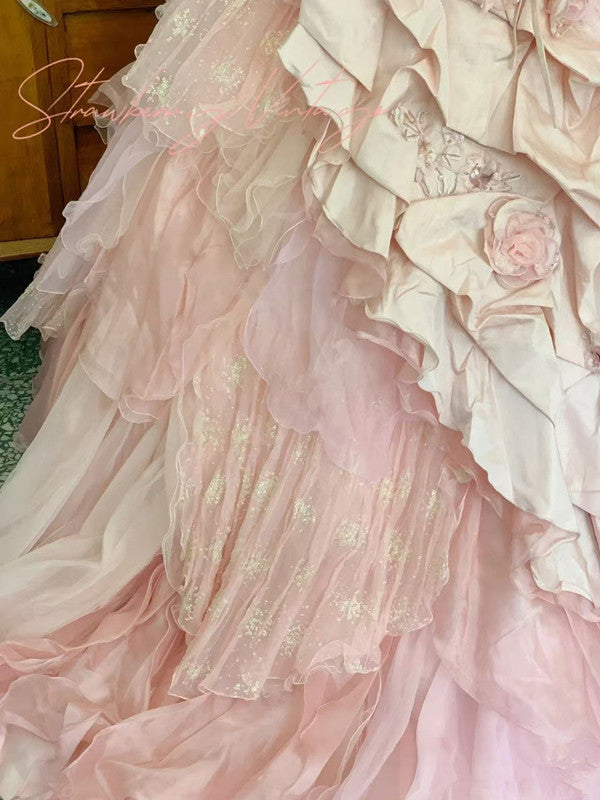 Pink A Line Princess Quinceanera Dress Ball Gown For Women