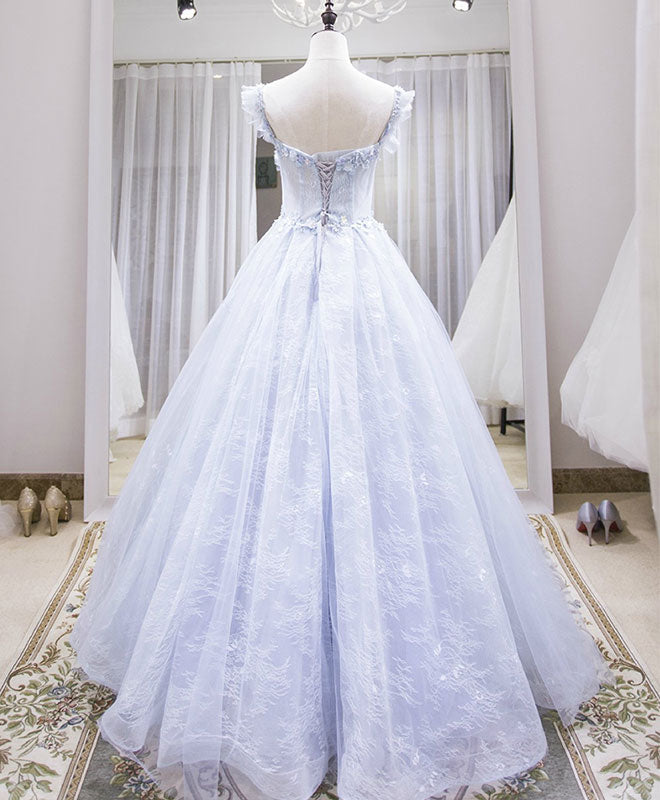 Light Purple Tulle Lace Long Prom Dress Evening Gown