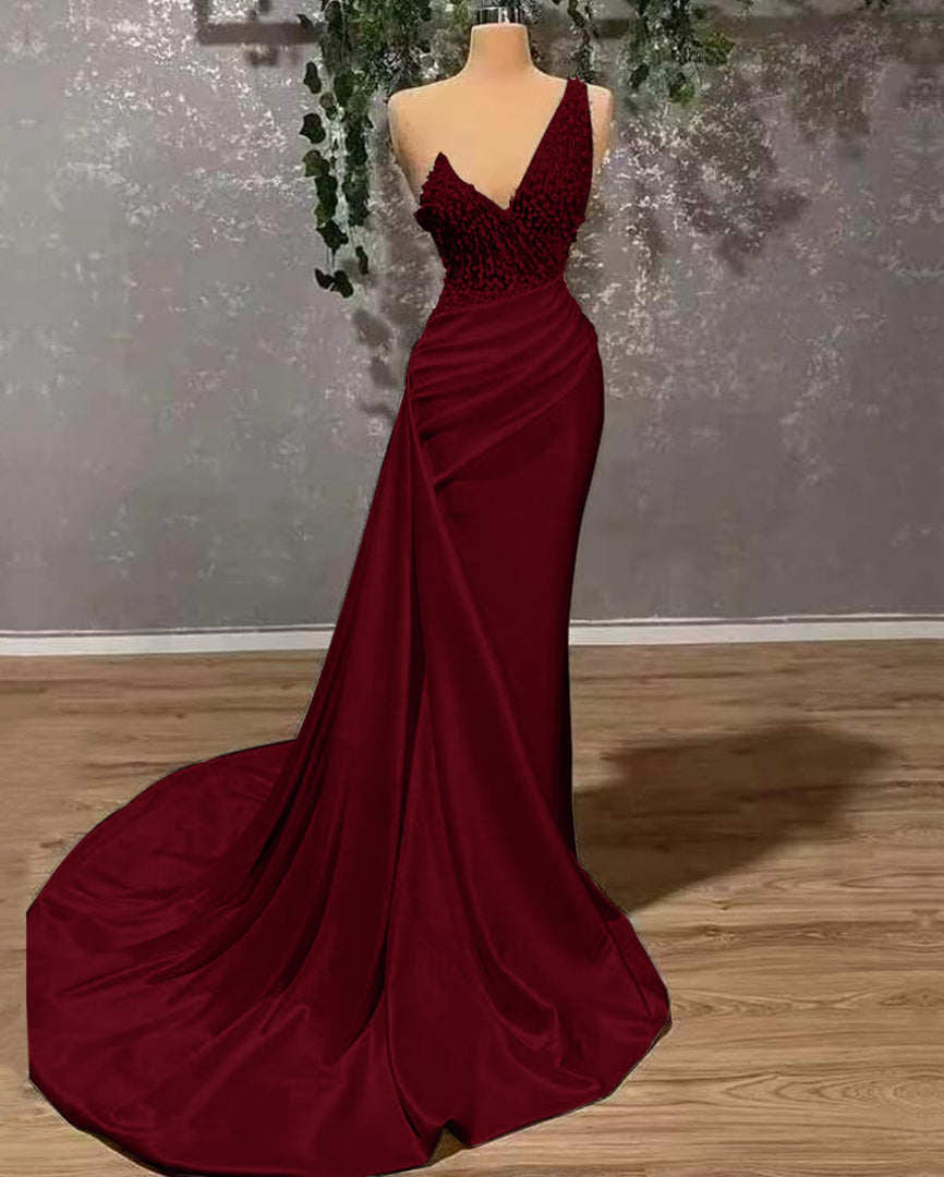 Ivory One-Shoulder Mermaid Prom Dress - Elegant Appliqued Ruffles Gown
