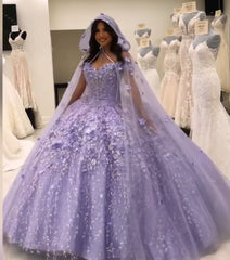 Tulle Lace-Up Ball Gown Prom Dress with Built-In Bra