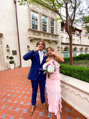 Elegant A-Line Pink Long Prom Dress Unique Formal Gown