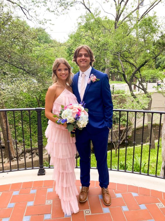 Elegant A-Line Pink Long Prom Dress Unique Formal Gown For Women