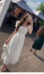Elegant A-Line White Prom Dress Evening Gown with Delicate Details for Special Occasions