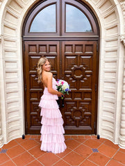 Elegant A-Line Pink Long Prom Dress Unique Formal Gown For Women