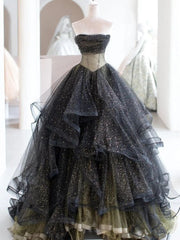 Elegant Black Ball Gown Long Prom Dress