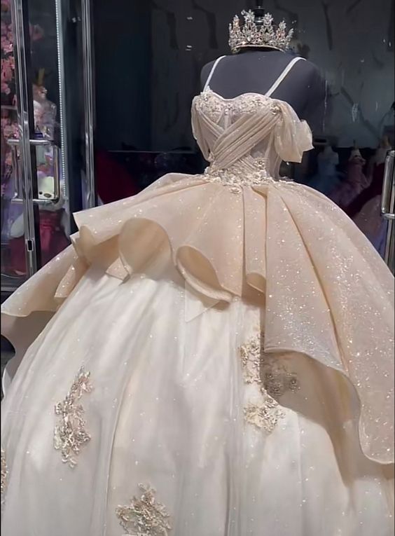 Luxury Quinceanera Ball Gown Prom  Dress with Applique Corset