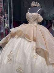 Luxury Quinceanera Ball Gown Prom  Dress with Applique Corset