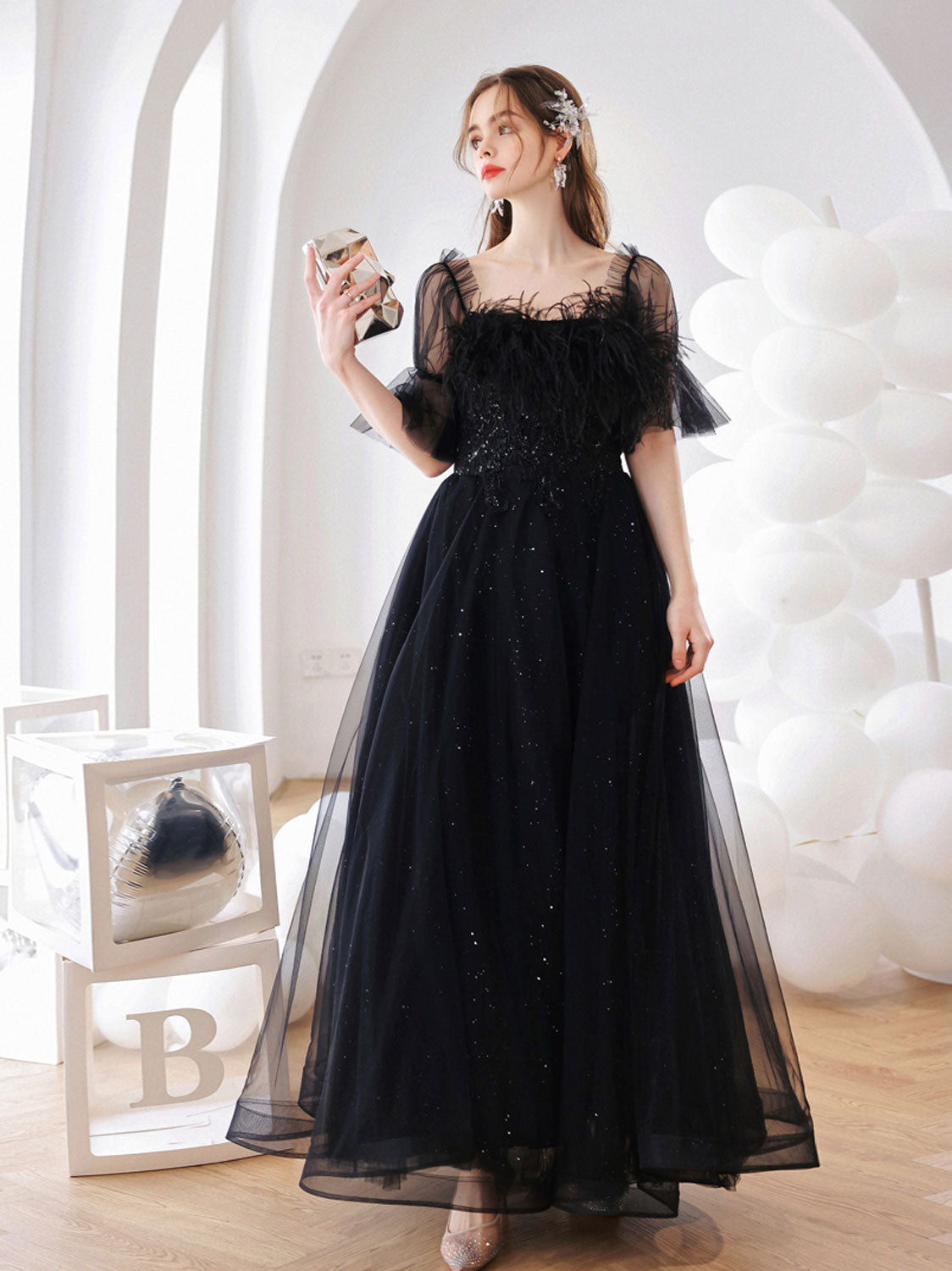 black lace up prom dress Black Appliques Plunge V Lace-Up Trumpet Prom Gown, Black / 0 / Tulle