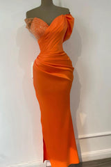 Stunning Orange Sweetheart Off-Shoulder Mermaid Sequin Evening Gown for Special Occasions