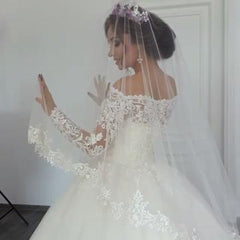 V-Neck Spaghetti Straps Backless A-Line Wedding Dress with Ruffles Tulle Dream