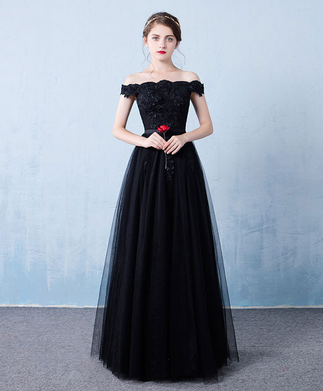 Blue Tulle Lace Off Shoulder Long Prom Bridesmaid Evening Dress