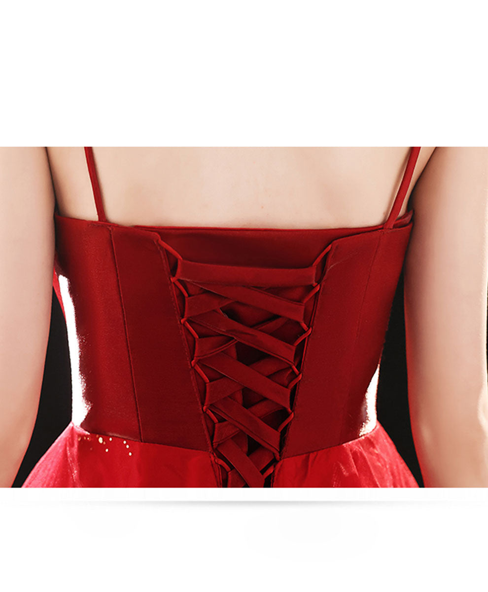 Elegant Burgundy Tulle Lace Long Prom Dress with A-Line Silhouette