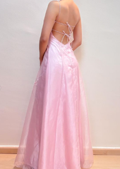 Mermaid Lace Long Prom Dress Pink Evening Gown 