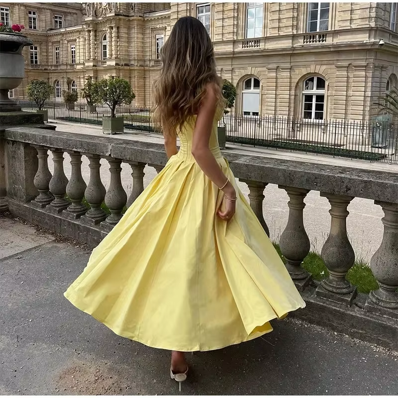 Strapless Pleated Satin Maxi Dress with Built-in Bra Strapless Pleated Satin Maxi Dress with Built-in Bra