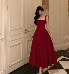 Burgundy Red A-Line Prom Gown Formal Dresses For Women