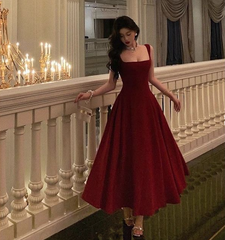 Burgundy Red A-Line Prom Gown Formal Dresses For Women
