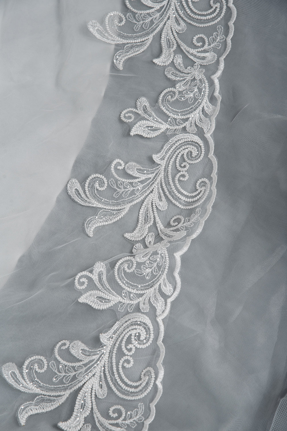 A-Line V-Neck Hi-Lo Wedding Dress with Ruffles, Tulle and Appliques