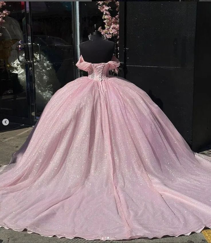 Glitter Pearls Pink Quinceanera Dress Ball Gowns Sweet 15 Birthday Party