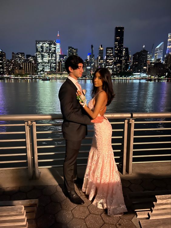 Sexy Mermaid Pink Prom Dress Spaghetti Straps Lace Birthday Outfit