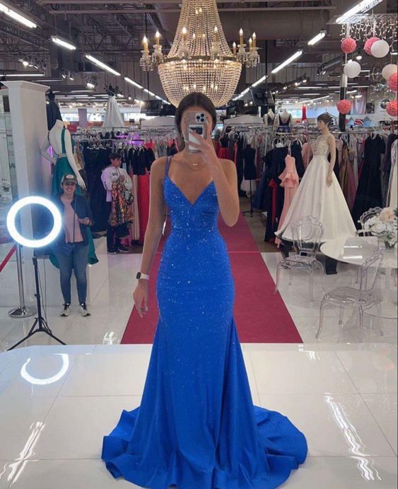 Elegant Royal Blue Spaghetti Straps Long Prom Dress Elegant Royal Blue Spaghetti Straps Long Prom Dress