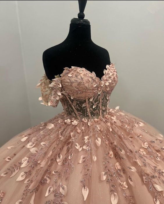 Beautiful Unique Sleeveless Light Pink Ball Gown Evening Formal Dress