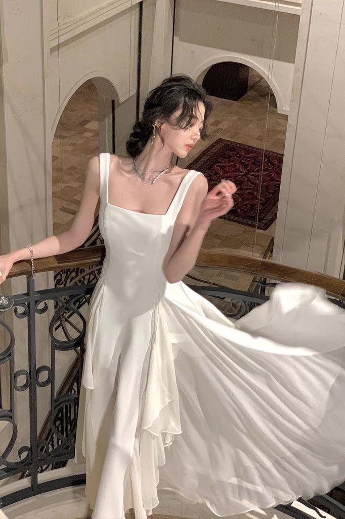 Elegant A Line Square Neck Prom Dress Evening Gown