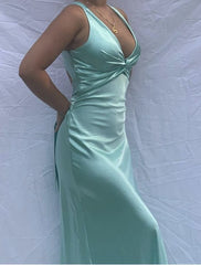 Satin Purple Prom Evening Gown Simple Party Dresses For Women