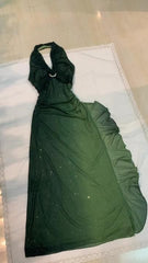 Sexy Halter Ombre Green Chiffon Backless Long Prom Evening Dress