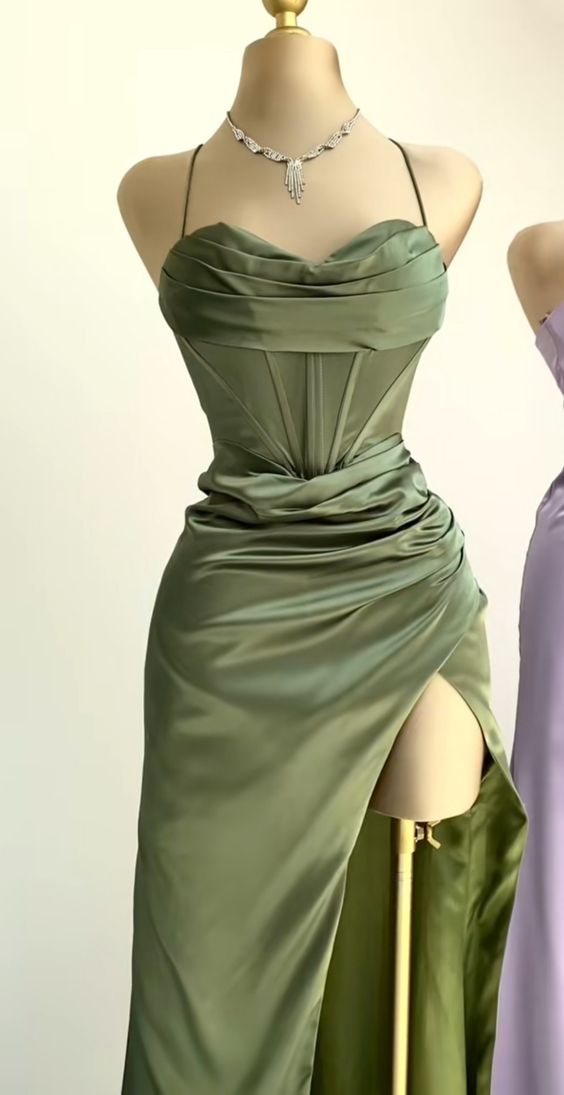Green Mermaid Evening Formal Long Prom Dress Spaghetti Straps