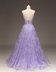 Romantic A-Line Long Glitter Prom Dress With Appliques For Women