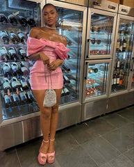 Pink Short Satin Homecoming Prom Dress