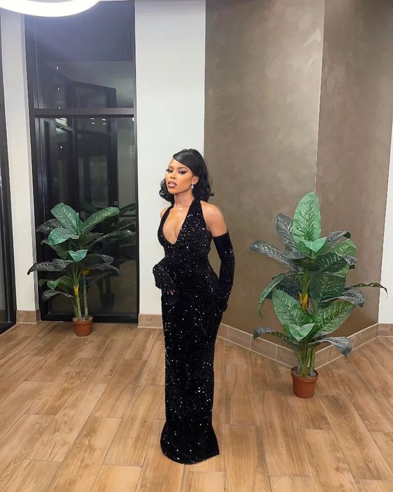 Elegant Black Mermaid Long Prom Dress Fashion Evening Gown