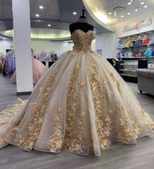 Quinceanera Dress Prom Ball Gowns Applique Corset Back Sweet