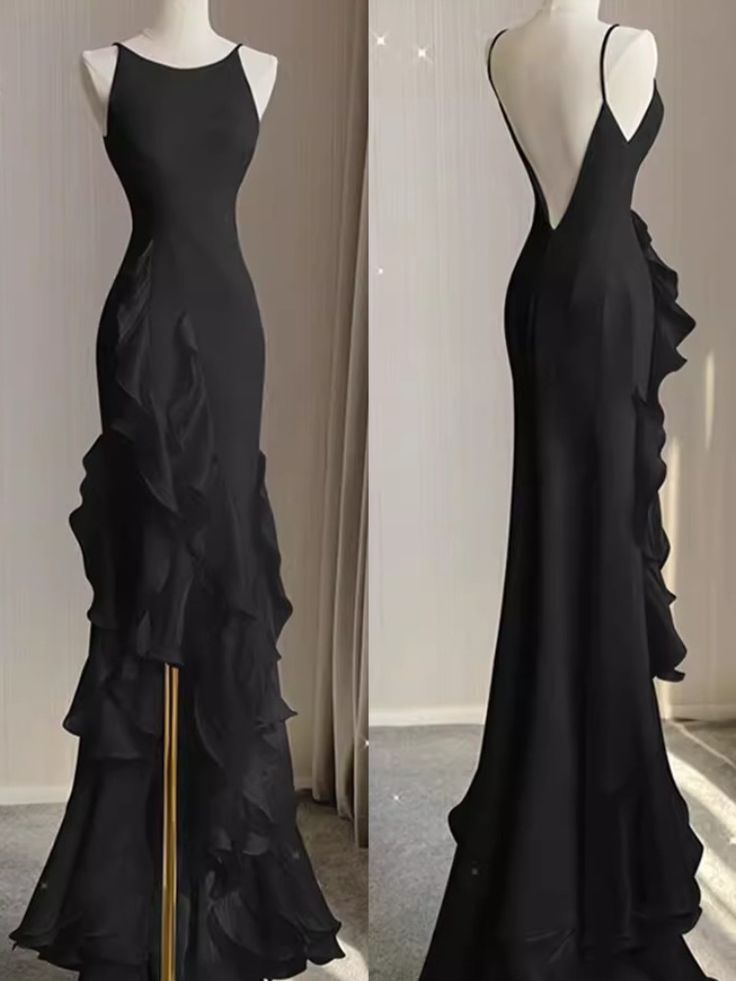 Mermaid Beach Wedding Dress With Ruffles Spaghetti Straps Backless Prom Gown