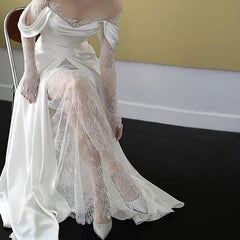 Wedding Party Long Satin A-Line Prom Dresses Special Occasion