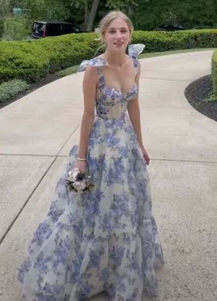 Beautiful Floral Print Chiffon Long Prom Evening Dress Beautiful Floral Print Chiffon Long Prom Evening Dress