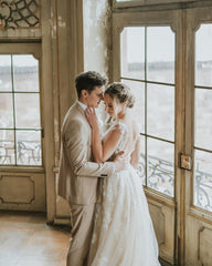 Boho A-Line Tulle Wedding Dress with Lace Appliques for Unforgettable Moments