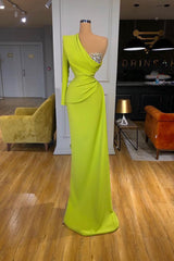 Elegant One-Shoulder Sequin Mermaid Prom Dress with Long Sleeve, Custom Fit Available