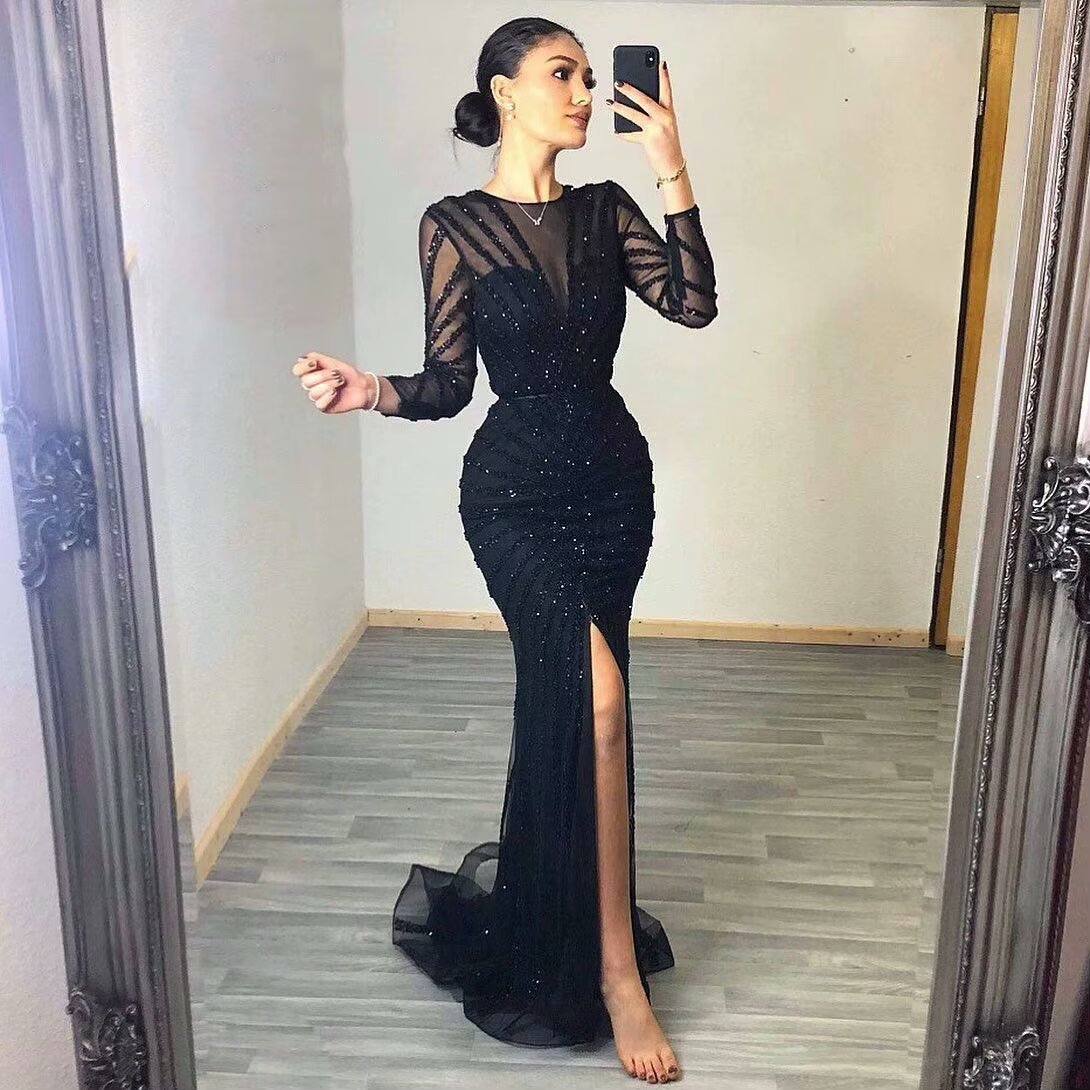 black sequin mermaid dress Sparkly Long Corset Mermaid Prom Dress
