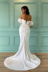 Elegant Sweetheart Mermaid Prom Dress with Bubble Sleeves and High Split