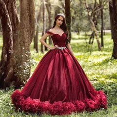 Princess Off-Shoulder Wedding Dress Long Sleeves Tulle Court Train Bridal Gown