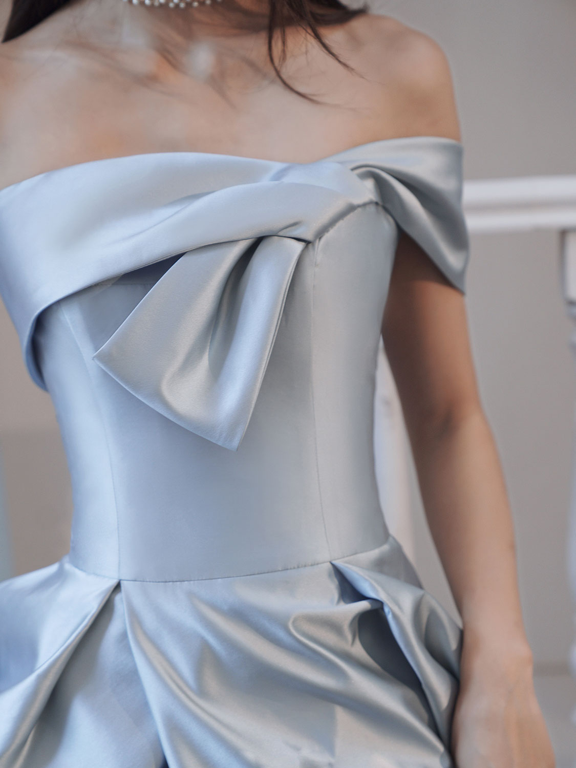 Stunning Blue Satin Long Prom Dress for Women Evening Gowns