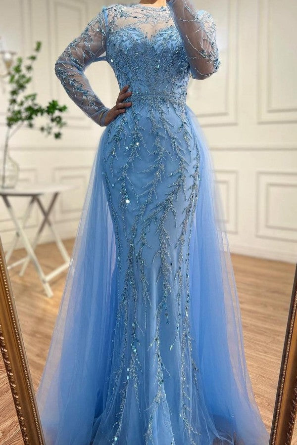 Elegant Dark Green Sweetheart Mermaid Prom Dress with High Slit and Crystals