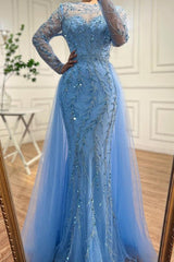 Elegant Dark Green Sweetheart Mermaid Prom Dress with High Slit and Crystals