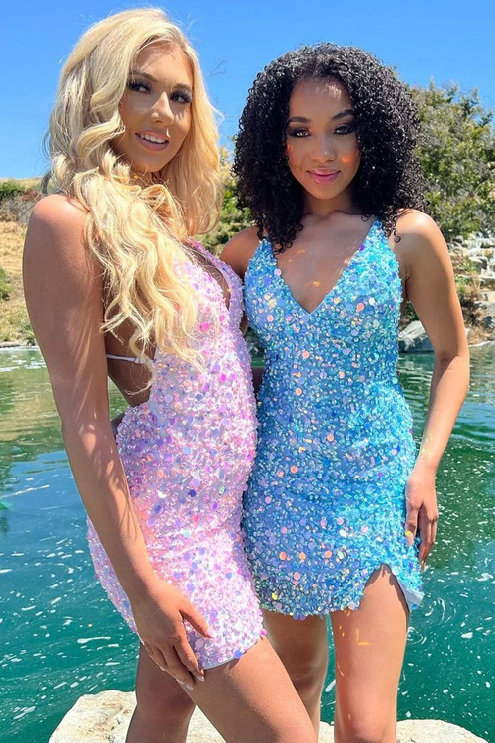 Sparkling Pink Sequin Halter Homecoming Dress: Short, Backless, and Party-Ready